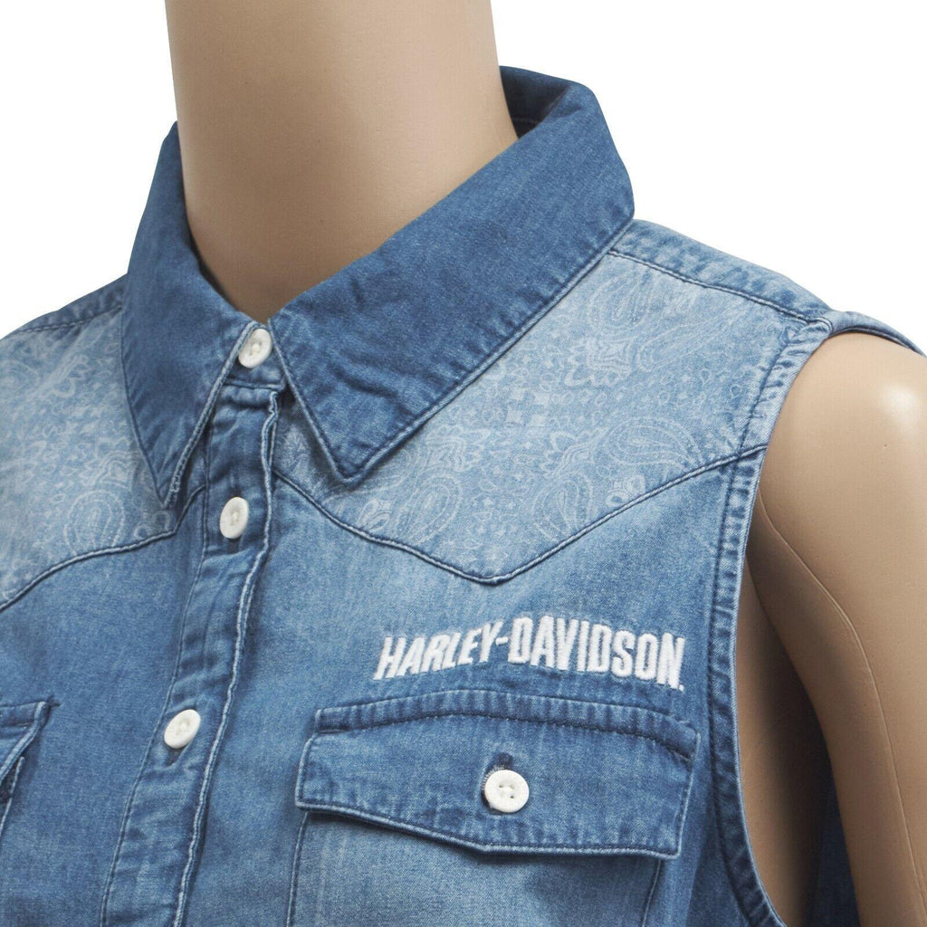 HD Branded Women's Geometric Pattern Denim Sleeveless Vest