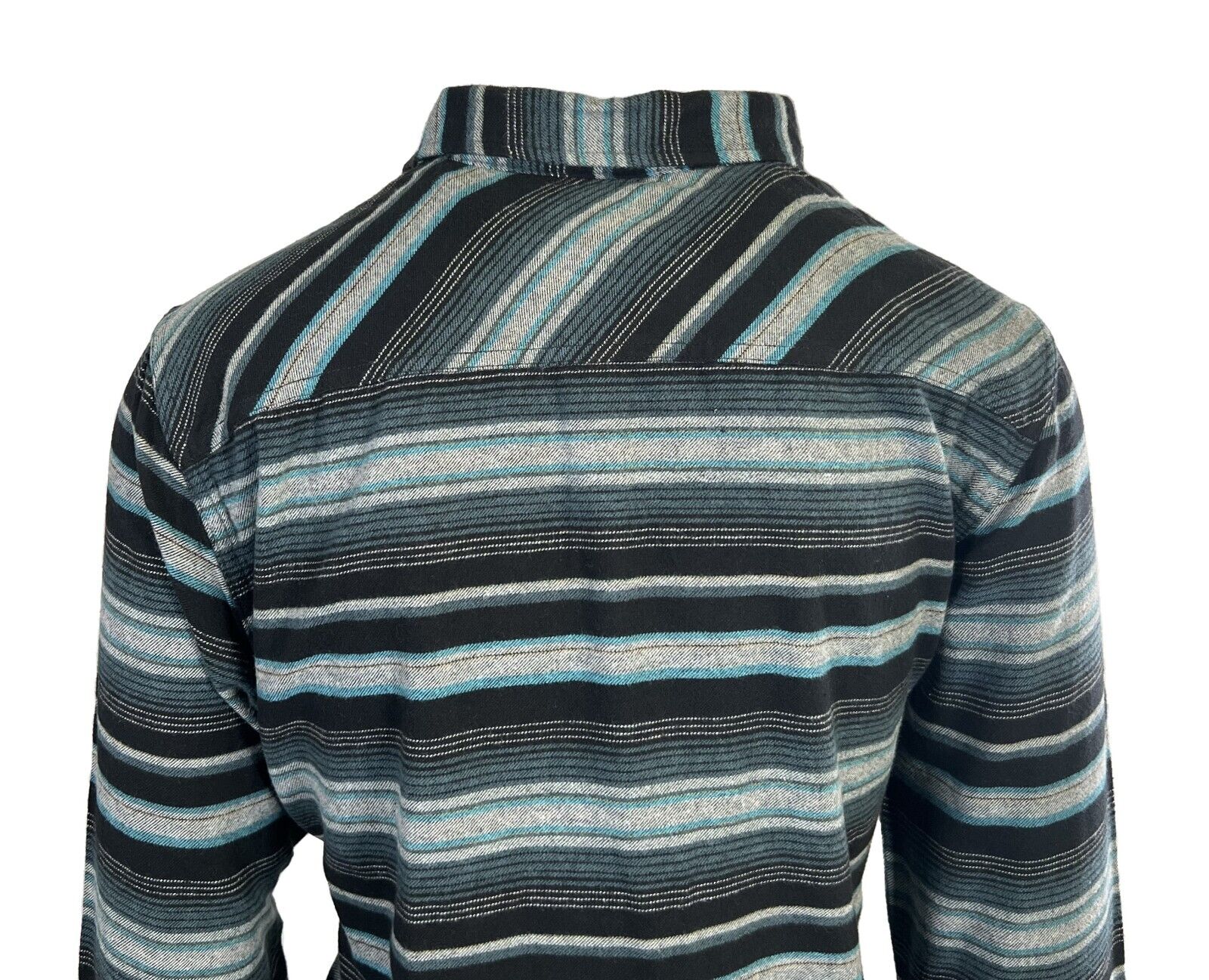 O'Neill Men's Black & Blue Flannel Shirt Redmond Hooded Horizontal Striped (S33)