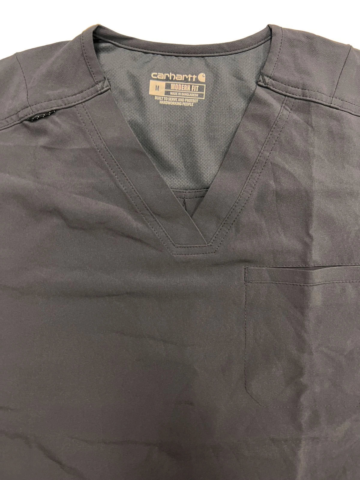 Carhartt Women's Pewter Grey Scrub - V-Neck Rugged Flex Force Logo Top (S50)