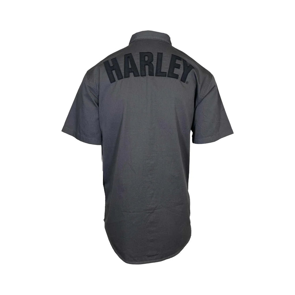 HD Branded  Men's Ashes Grey Shirt Button Front Embroidery S/S (347)