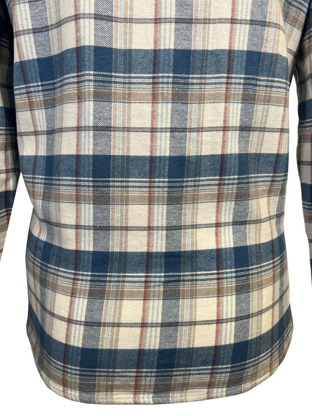 O'Neill Men's Cream Khaki Blue Shirt Redmond Plaid Stretch Flannel L/S (S34)