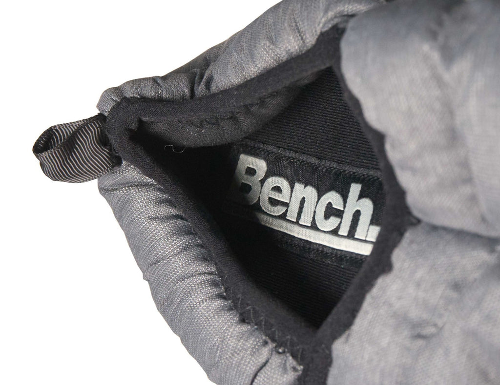 Bench Men's Charcoal Heather Puffer Slippers with Rubber Sole FiberFill (S01)