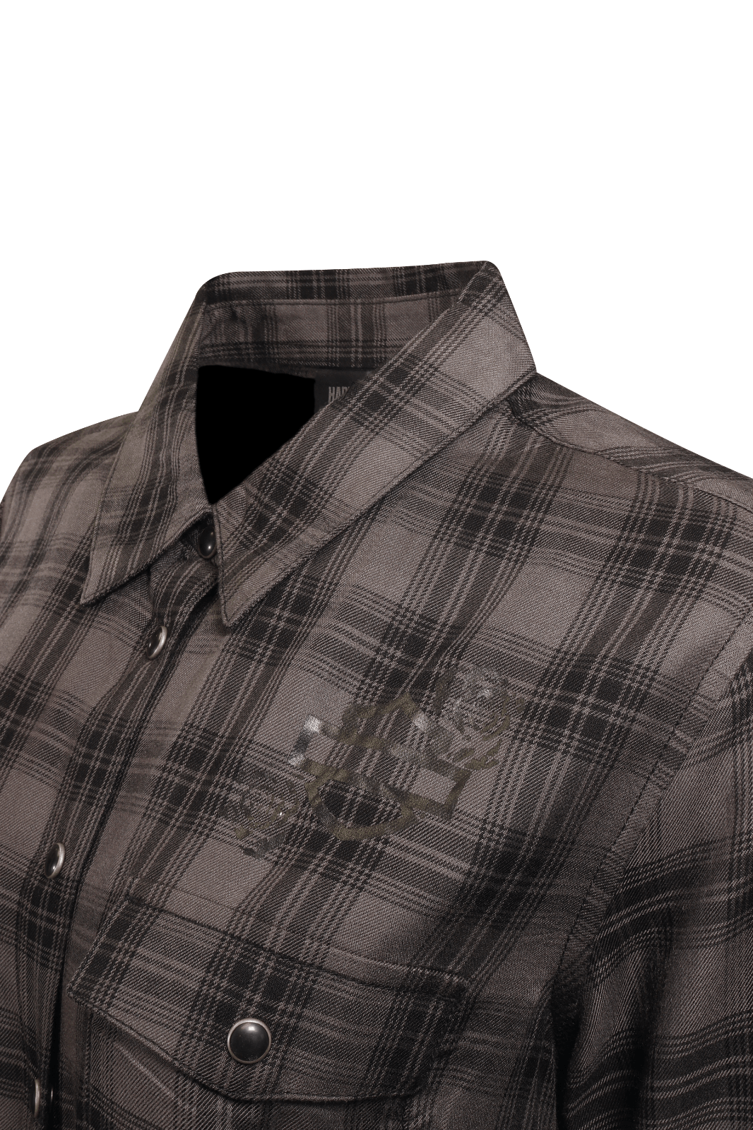 HD Branded Women's Shirt Black Grey Plaid Rose L/S Woven (S18)