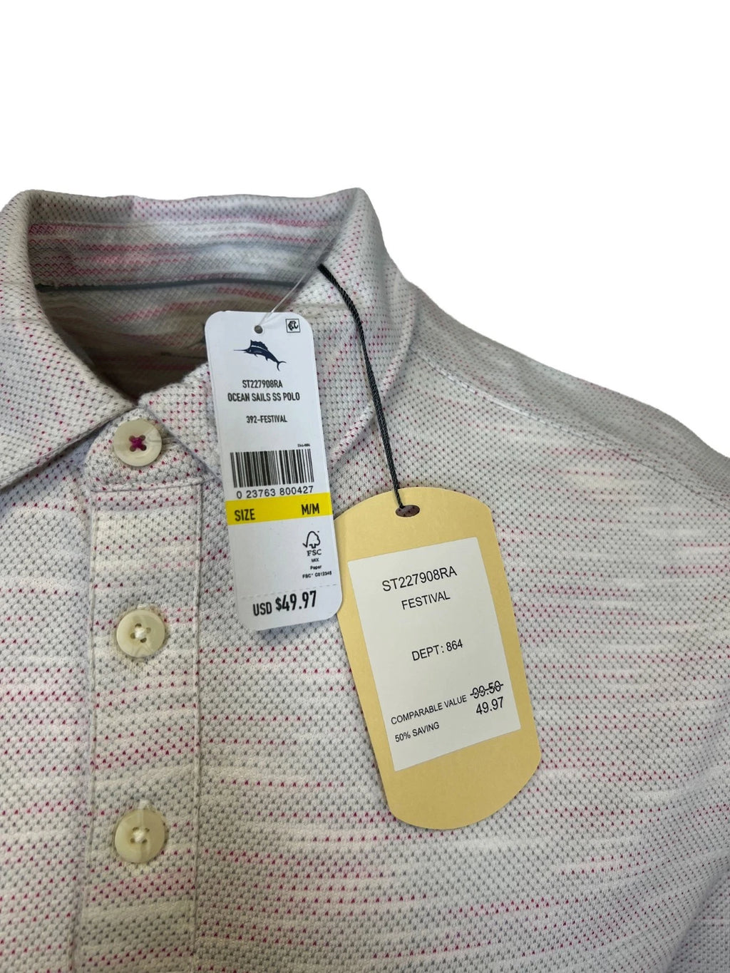 Tommy Bahama Men's Festival T-Shirt Ocean Sails Knit Polo 3 Buttons S/S (S63)