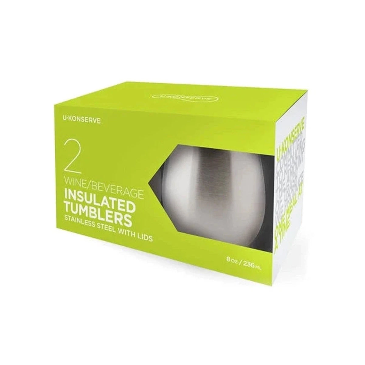 U-Konserve Insulated Stainless Steel 8oz Tumblers & Lids – 2 Pack - 4 Pcs (S01)