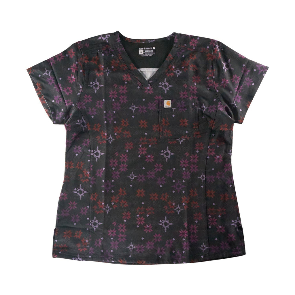 Carhartt Women's Scrub Force Pocket Logo Rugged Flex Cross-Flex V-Neck Print Top