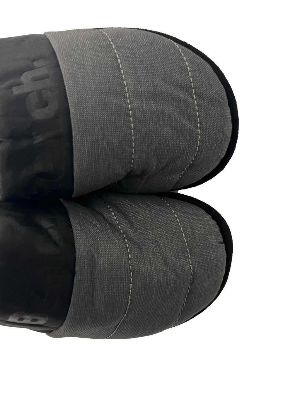 Bench Juniors Kid's Grey Puffer Slippers Sherpa Quilted Slide On FiberFill (S04)