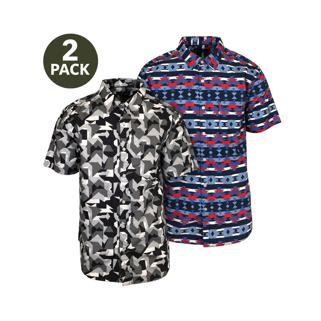 Rumors Men's Printed Shirt - Blue Aztec & Grey Arrow 2 Pack S/S (S03 + S07)