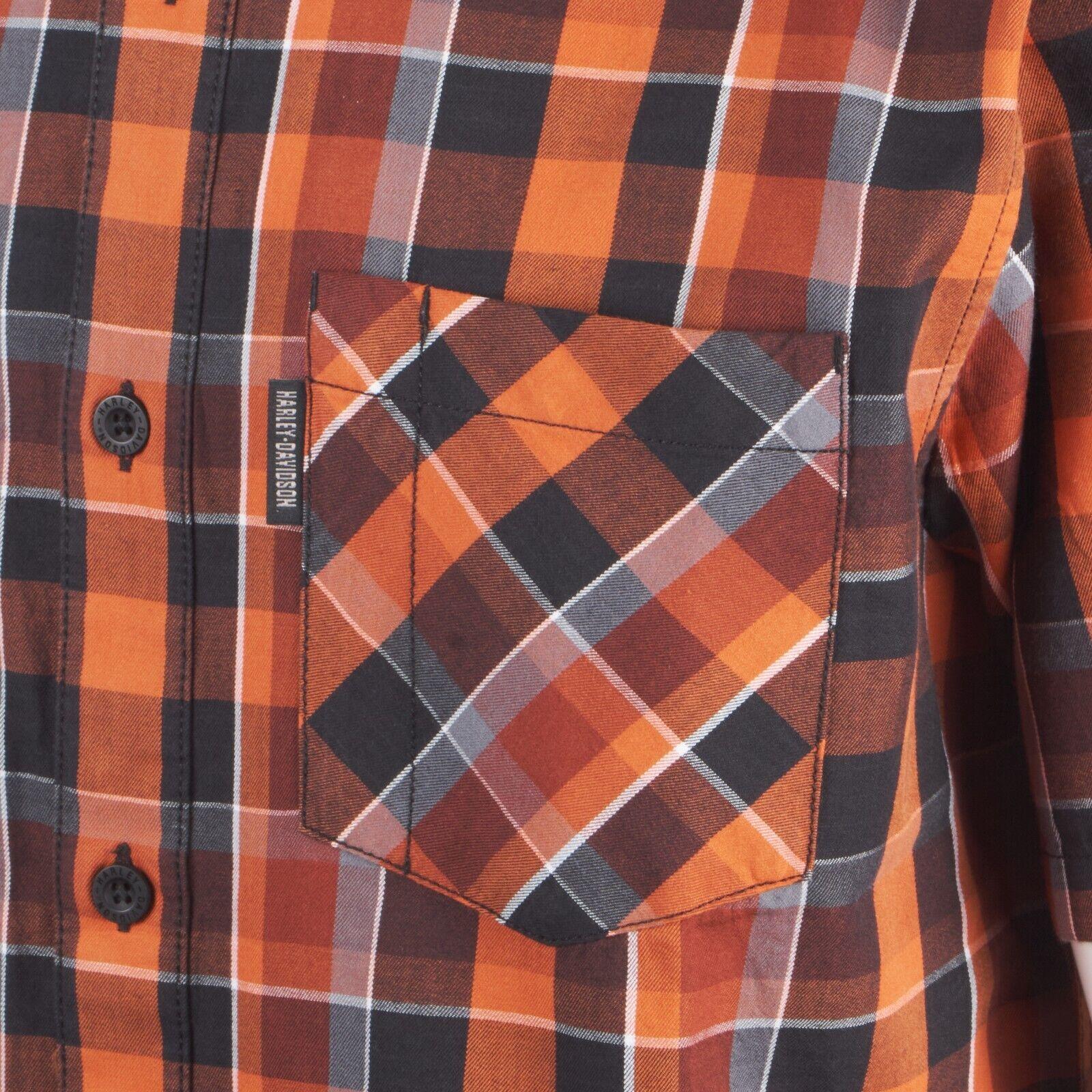 HD Branded Men's Orange Black Plaid MKE S/S Woven Shirt (S45)