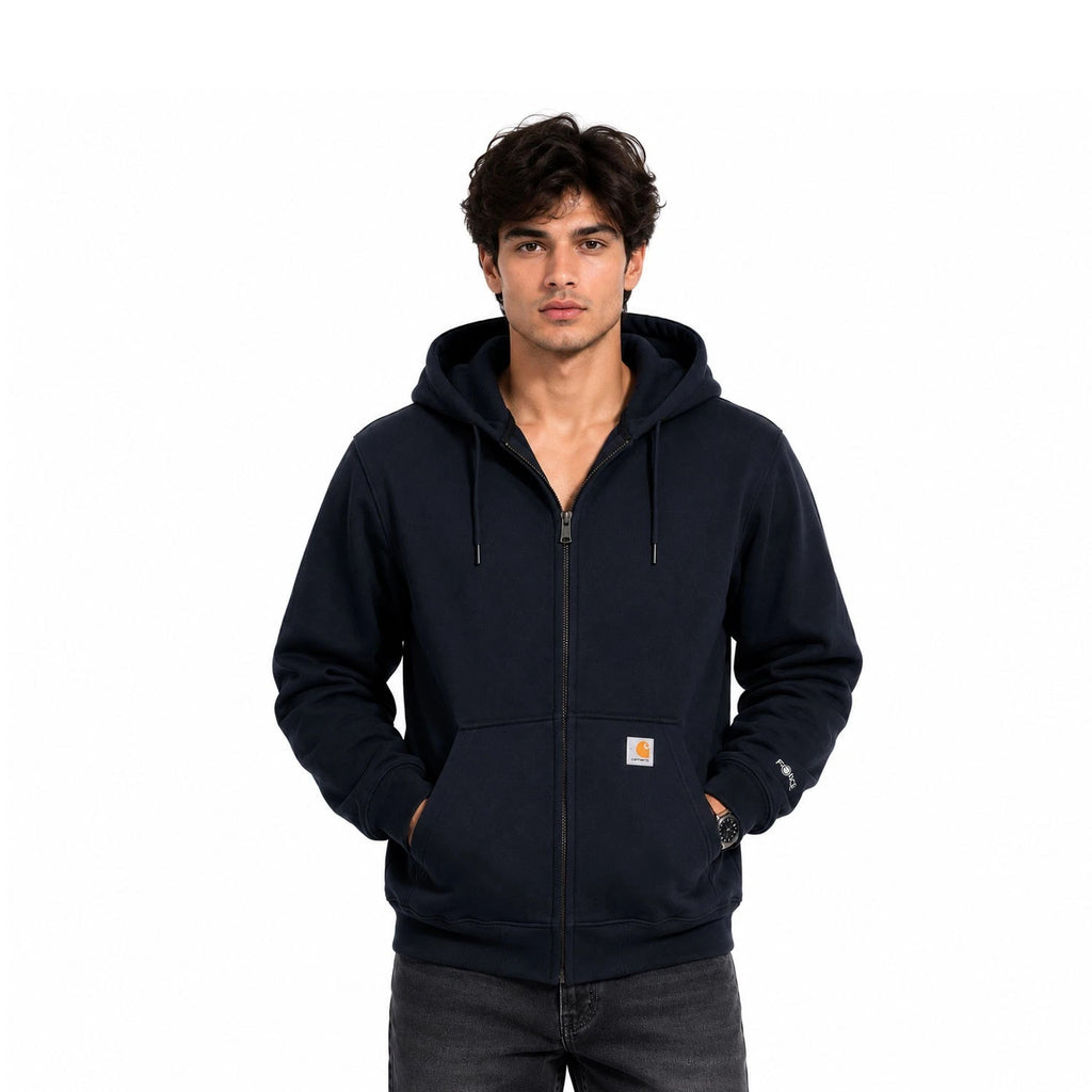 Carhartt FR Men's Navy Sweatshirt Midweight Hooded Zip Front (S40)