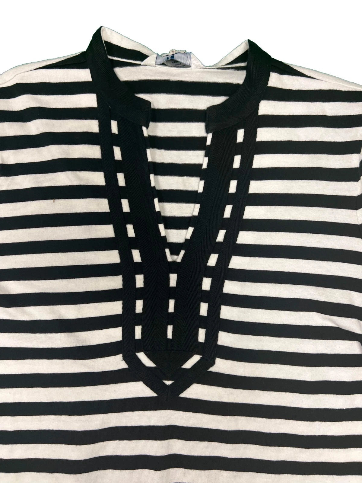 Tommy Baham Women's Black & White Dress Amira Stripe Tunic Split Neck (S08)