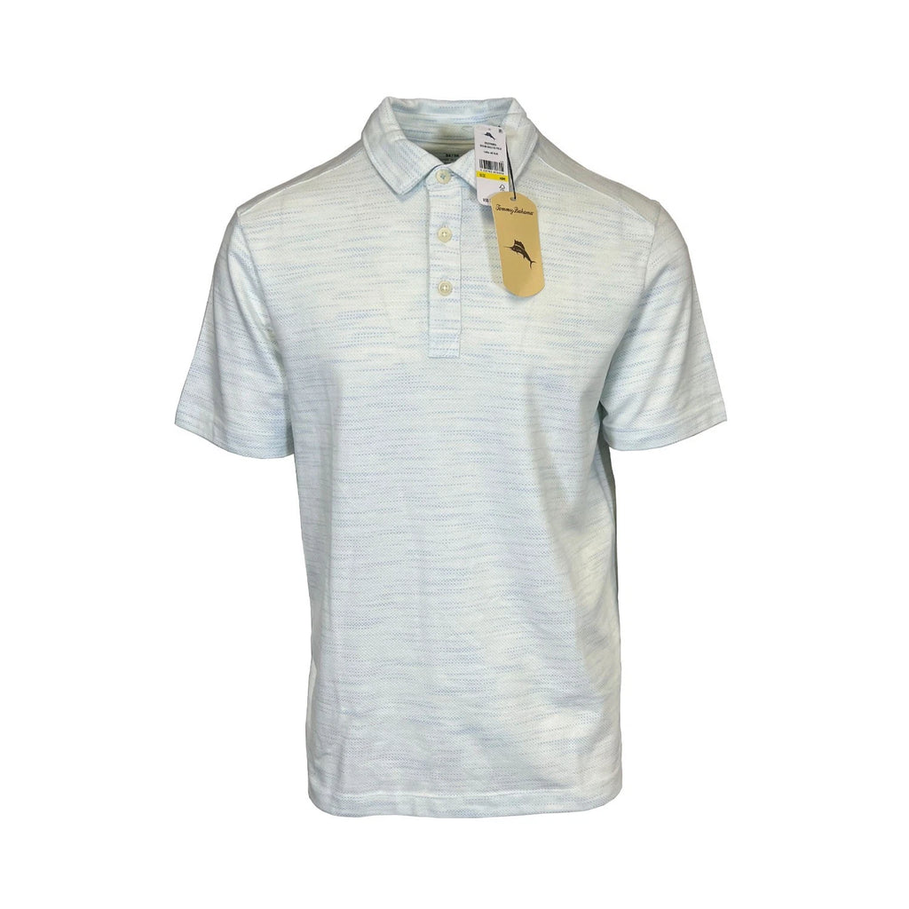 Tommy Bahama Men's Air Blue T-Shirt Ocean Sails Knit Polo 3 Buttons S/S (S62)