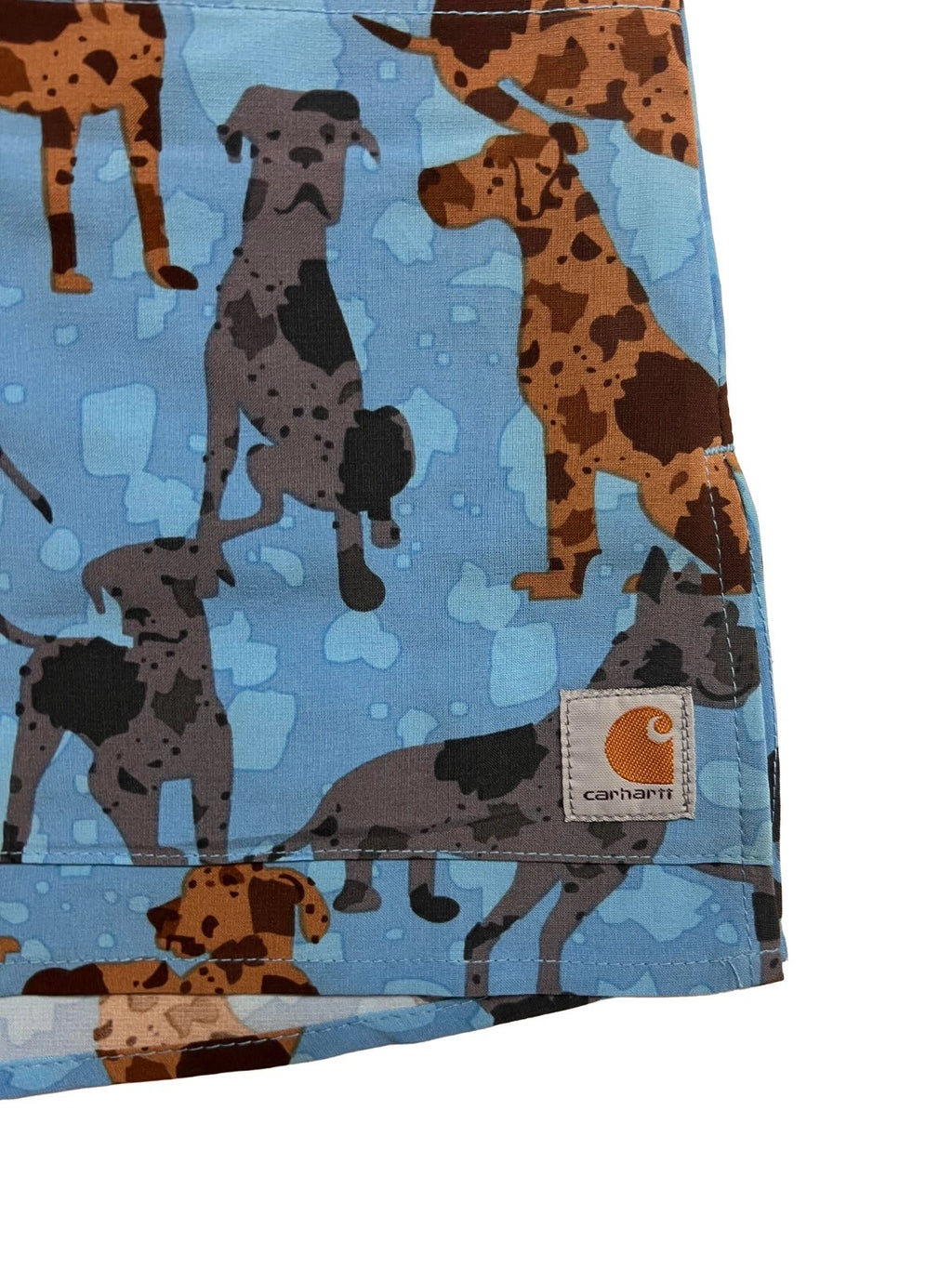 Carhartt Women's Blue Scrub - Great Gatherings Dogs Print V-Neck Top (S47)