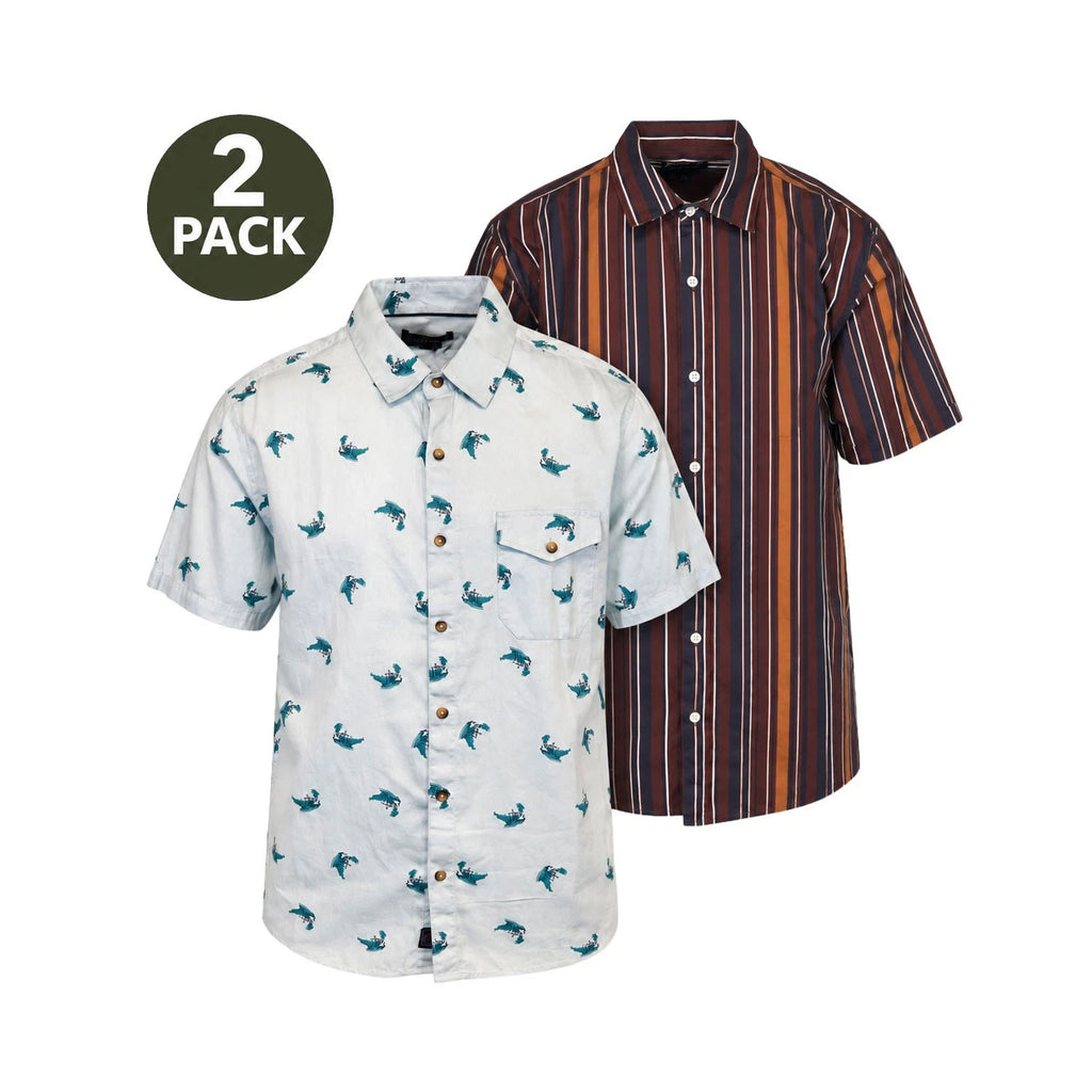 Rumors Men's Printed Shirt - Blue Tonal & Purple Striped 2 Pack S/S (S04 + S05)