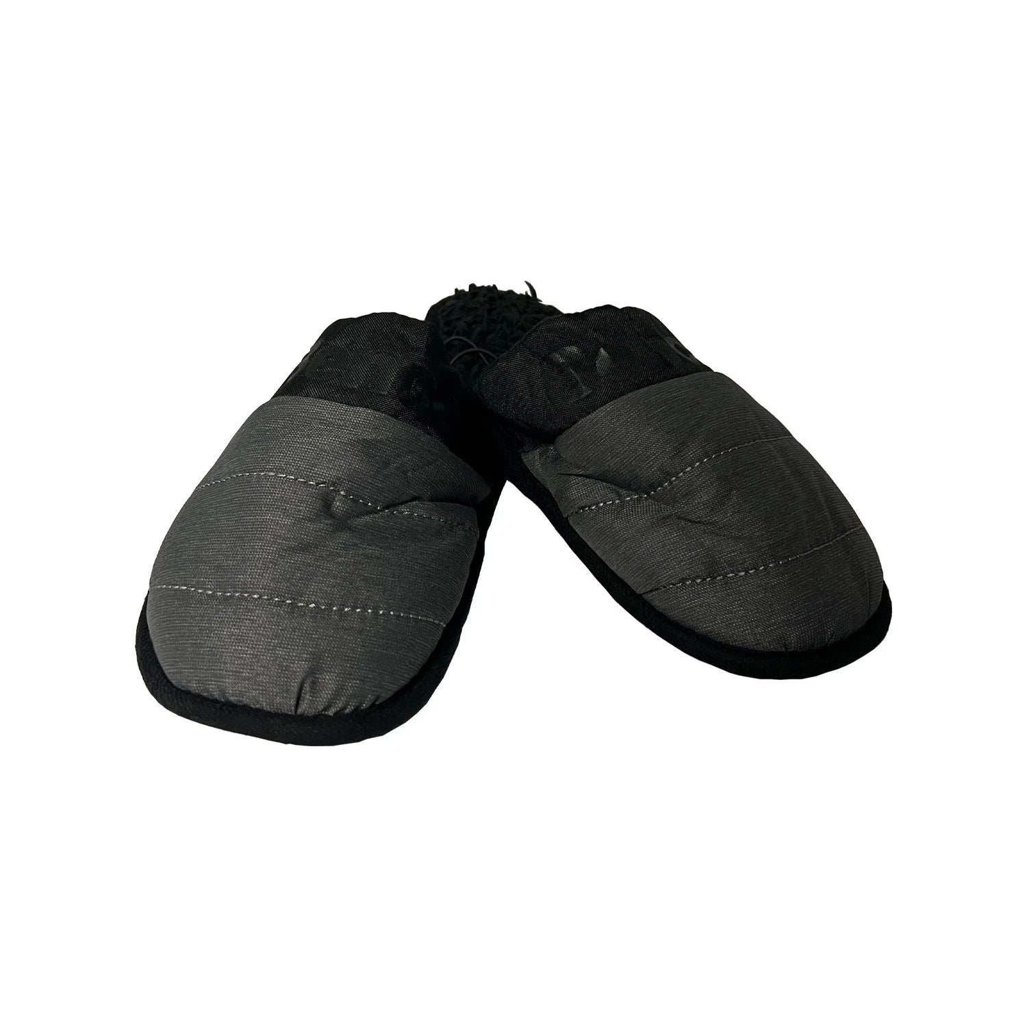 Bench Juniors Kid's Grey Puffer Slippers Sherpa Quilted Slide On FiberFill (S04)