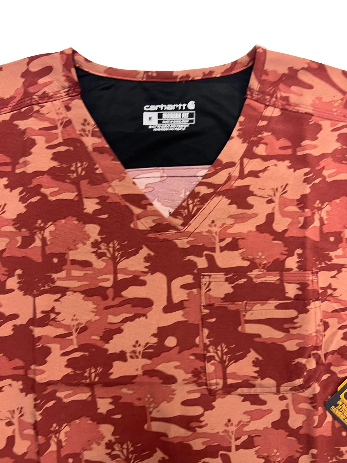 Carhartt Women's Terracotta Camouflage Scrub - V-Neck Chest Pocket Top (S49)