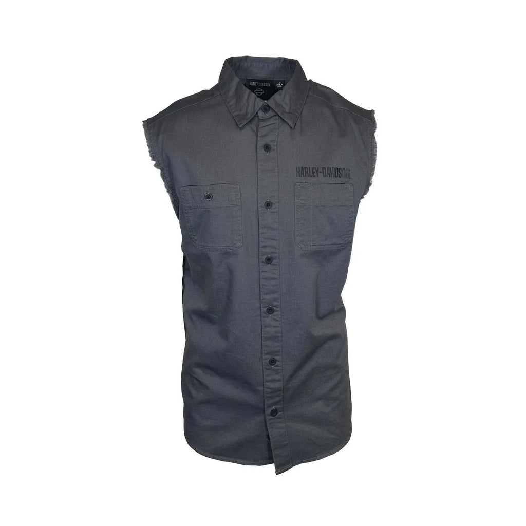 HD Branded  Men's Dark Grey Vest Logo Patch Sleeveless Shirt (S68)