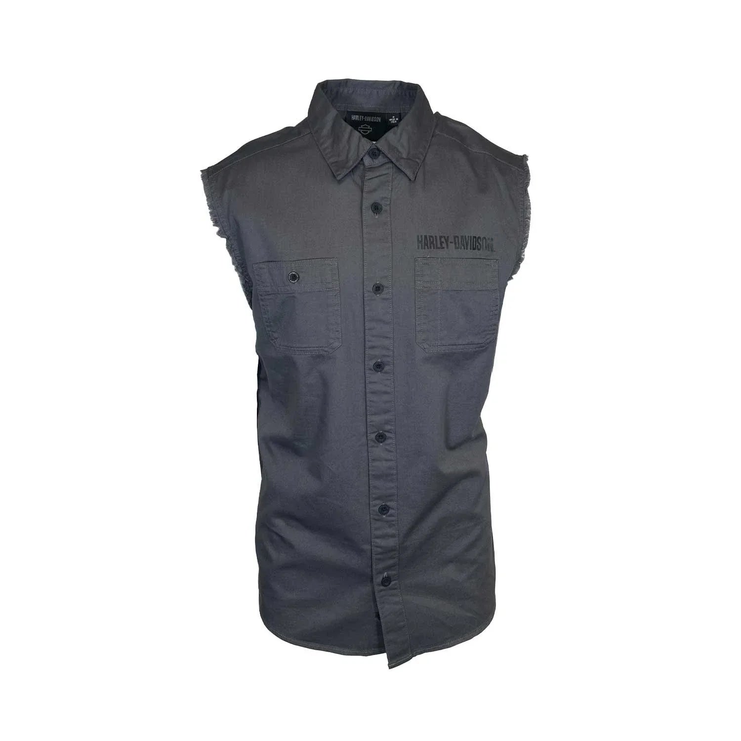 HD Branded  Men's Dark Grey Vest Logo Patch Sleeveless Shirt (S68)