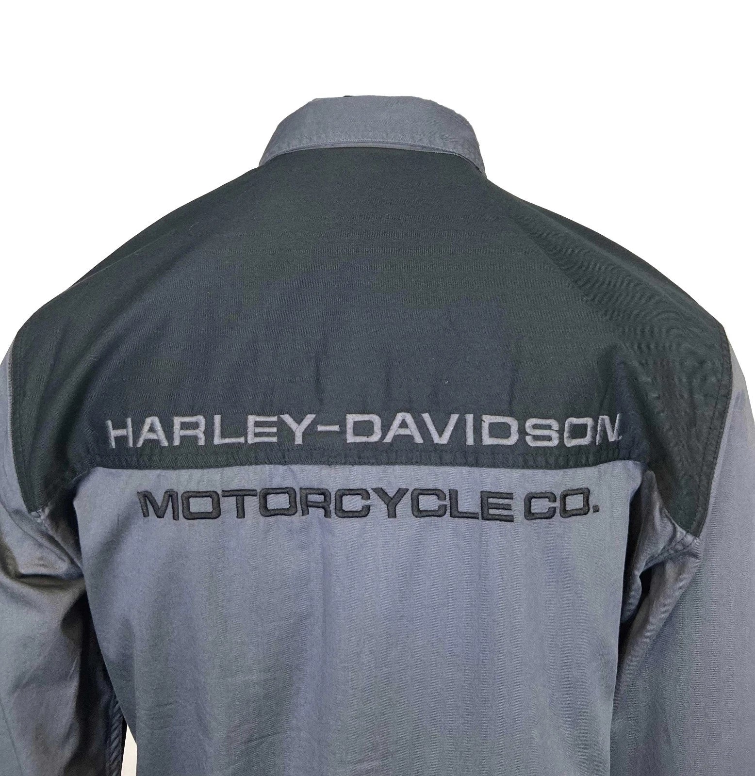 HD Branded Men's Black & Ombre Blue Shirt Stacked Bar & Shield L/S (352)
