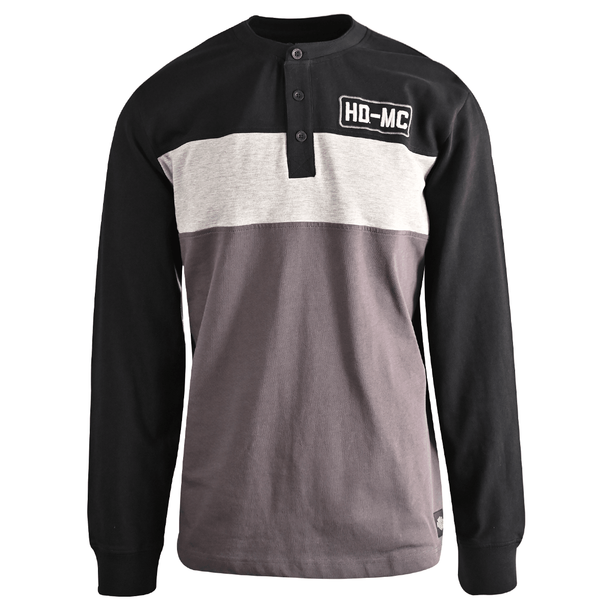 HD Branded Men's Henley T-Shirt Black Beauty Colorblock HD-MC Long Sleeve