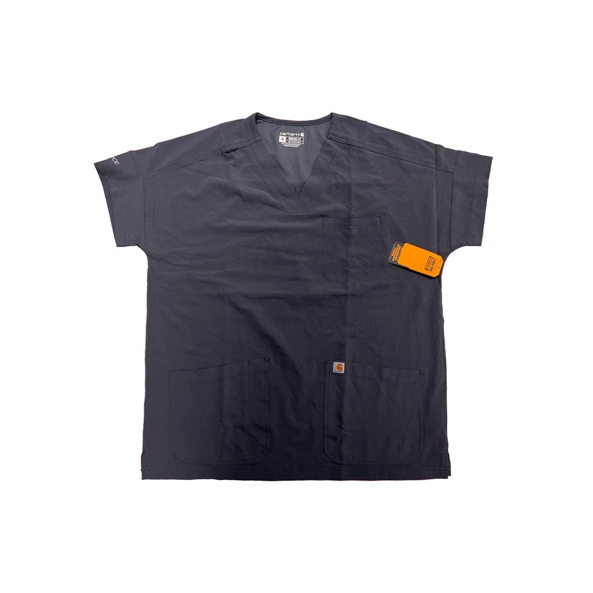 Carhartt Women's Pewter Grey Scrub - V-Neck Rugged Flex Force Logo Top (S50)