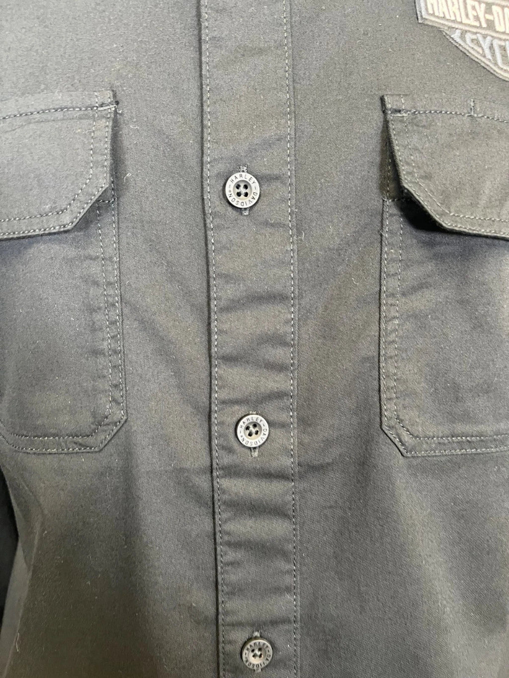 HD Branded Men’s Black Shirt Bar & Shield Solid Long Sleeve (353)