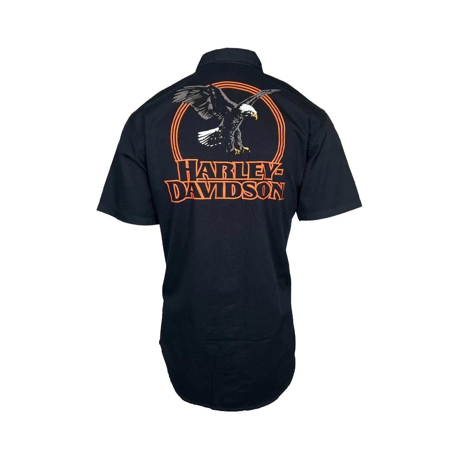 HD Branded  Men's Black Shirt Rising Eagle S/S Retro Eagle Print (348)