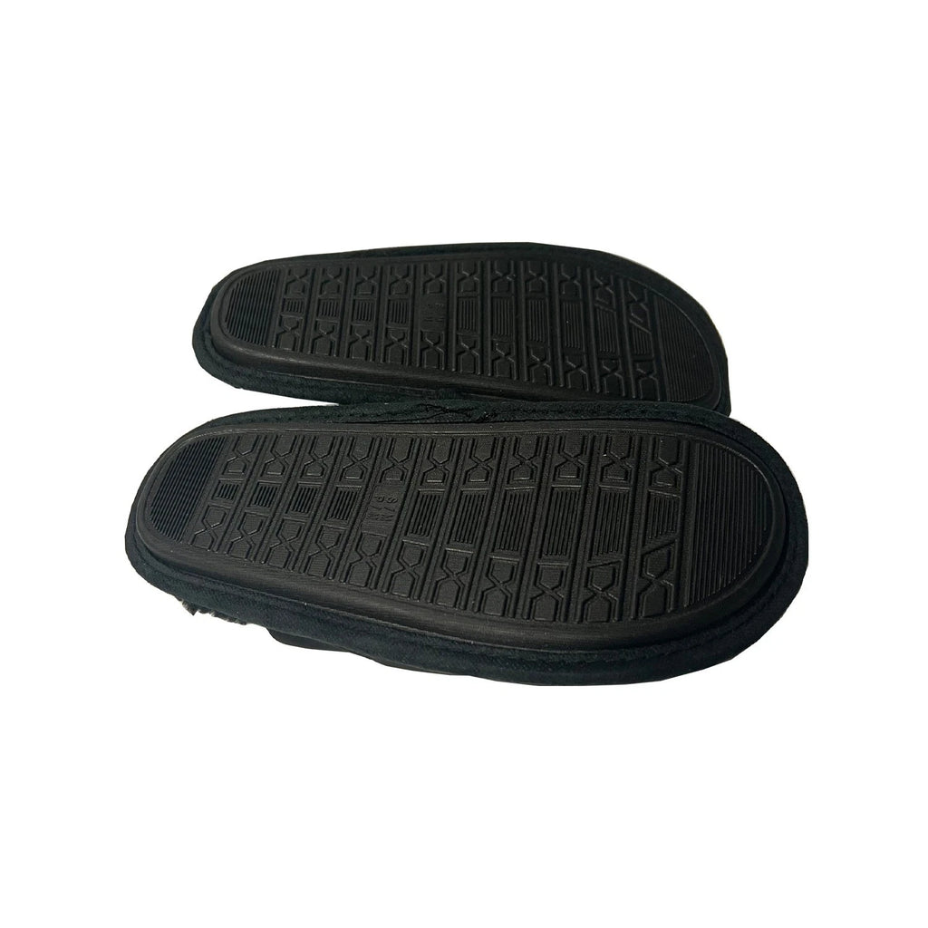 Bench Juniors Kid's Black Puffer Slippers Sherpa Quilted Slide FiberFill (S03)