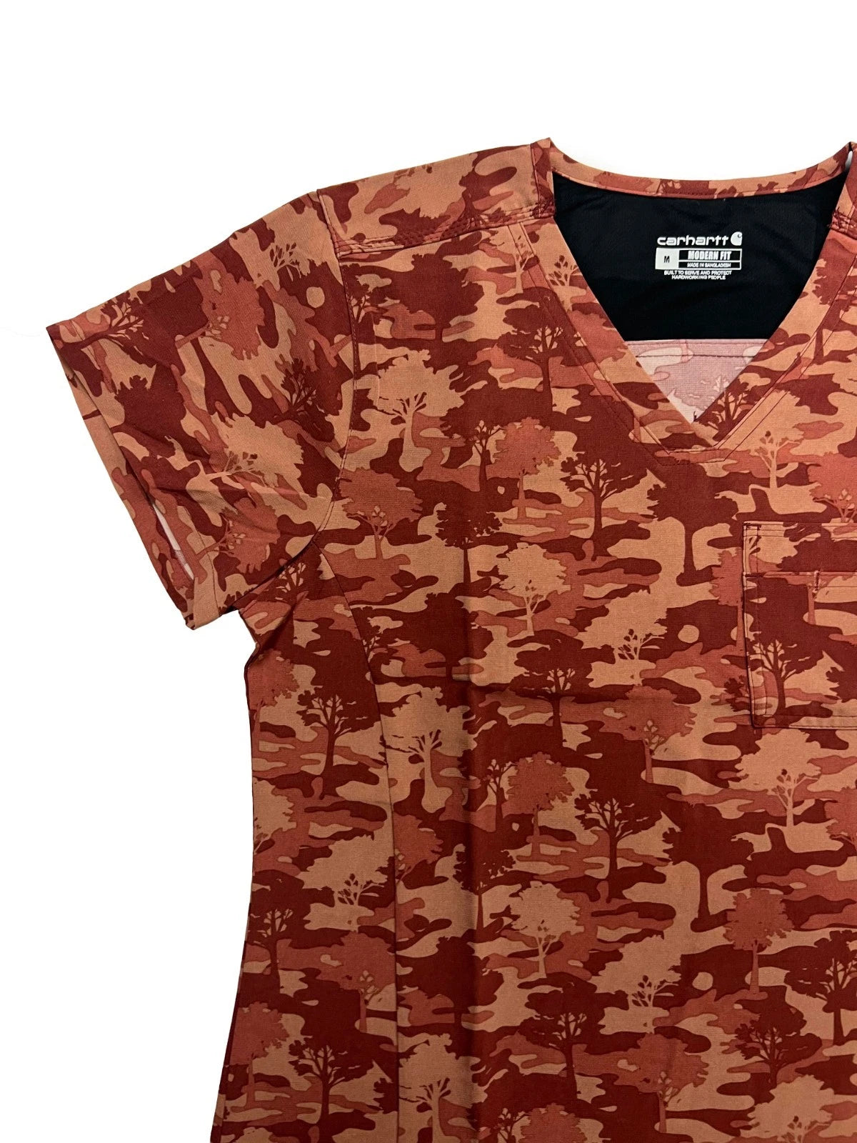 Carhartt Women's Terracotta Camouflage Scrub - V-Neck Chest Pocket Top (S49)