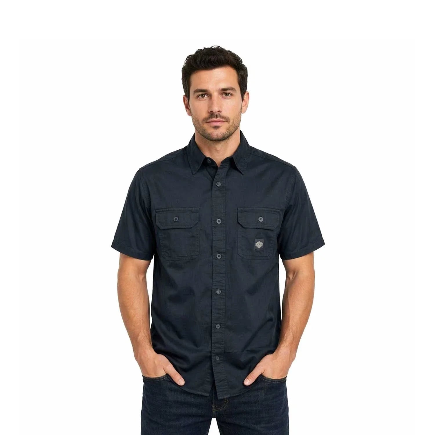 HD Branded  Men's Black Shirt Rising Eagle S/S Retro Eagle Print (348)