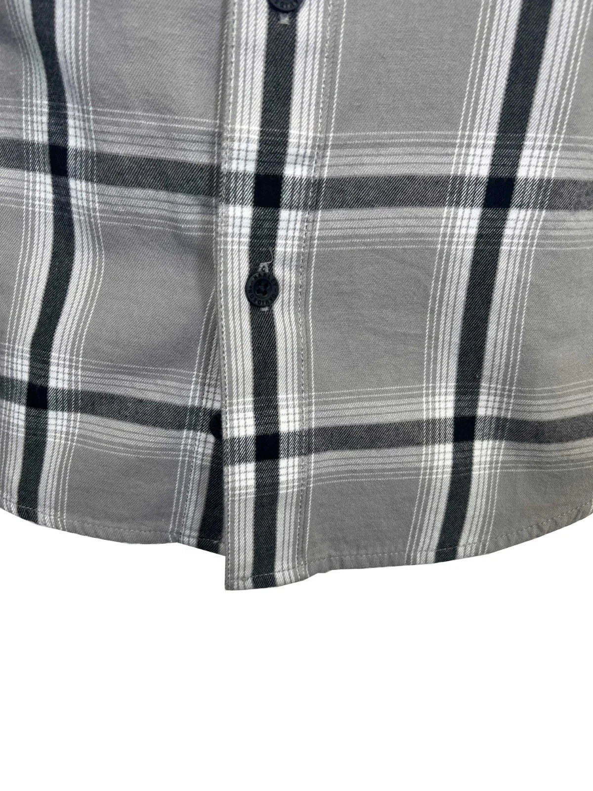 HD Branded  Men's Ghost Gray Plaid Shirt Bar & Shield Staple S/S (343)