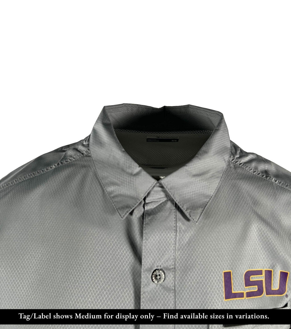 Columbia Men's Gray Shirt LSU Tigers PFG Slack Tide Omni-Shade Camp (334)
