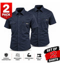 DieHard Men's Navy Blazer Shirt Work Twill Resists Short Sleeve - 2 PACK