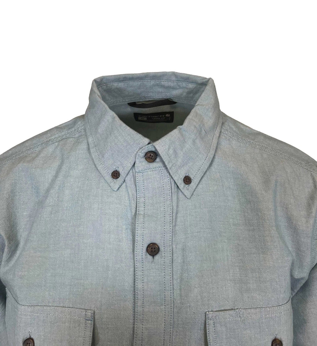 Carhartt Men's Blue Chambray Shirt Loose Fit Midweight S/S (351)