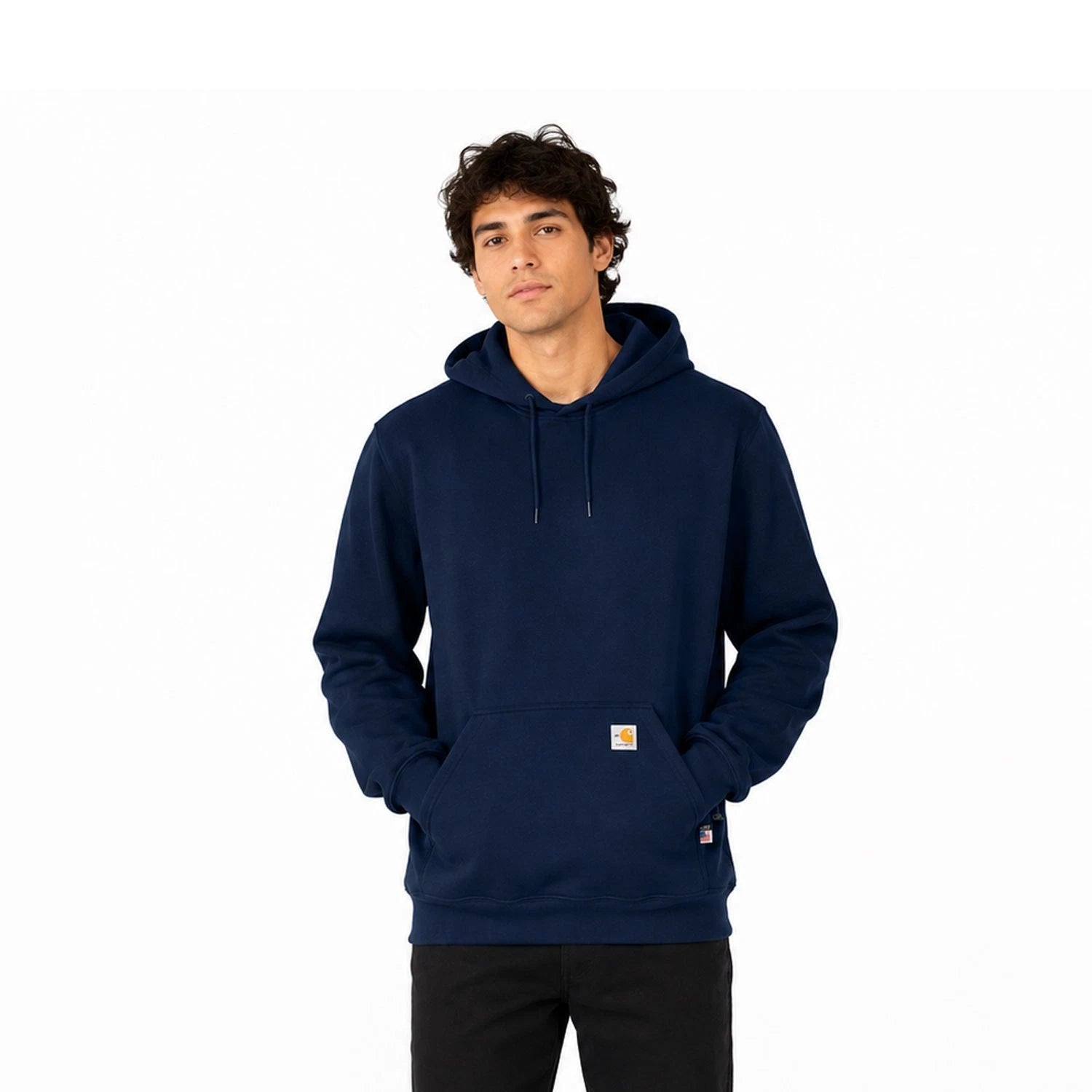 Carhartt FR Men's Navy Sweatshirt Midweight Hooded Pullover (S44)