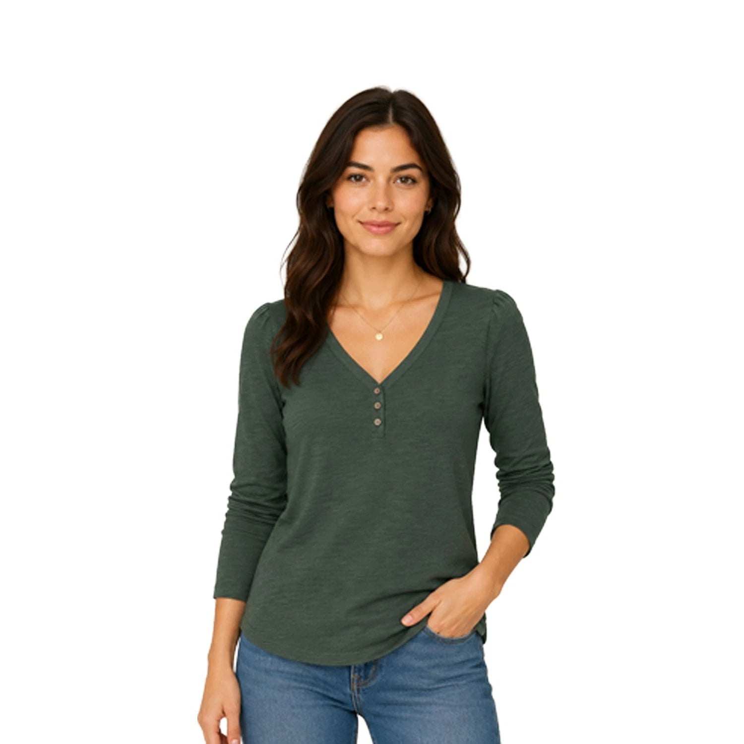 Tommy Bahama Women's Briny Deep Stretch Cotton Slub Henley Top (S09)