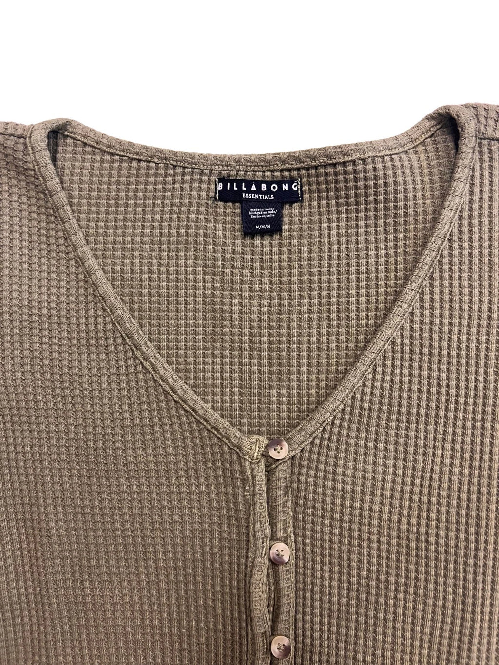 Billabong Women's Martini Olive Top - Paxton Thermal Waffle Stitch L/S (S02)