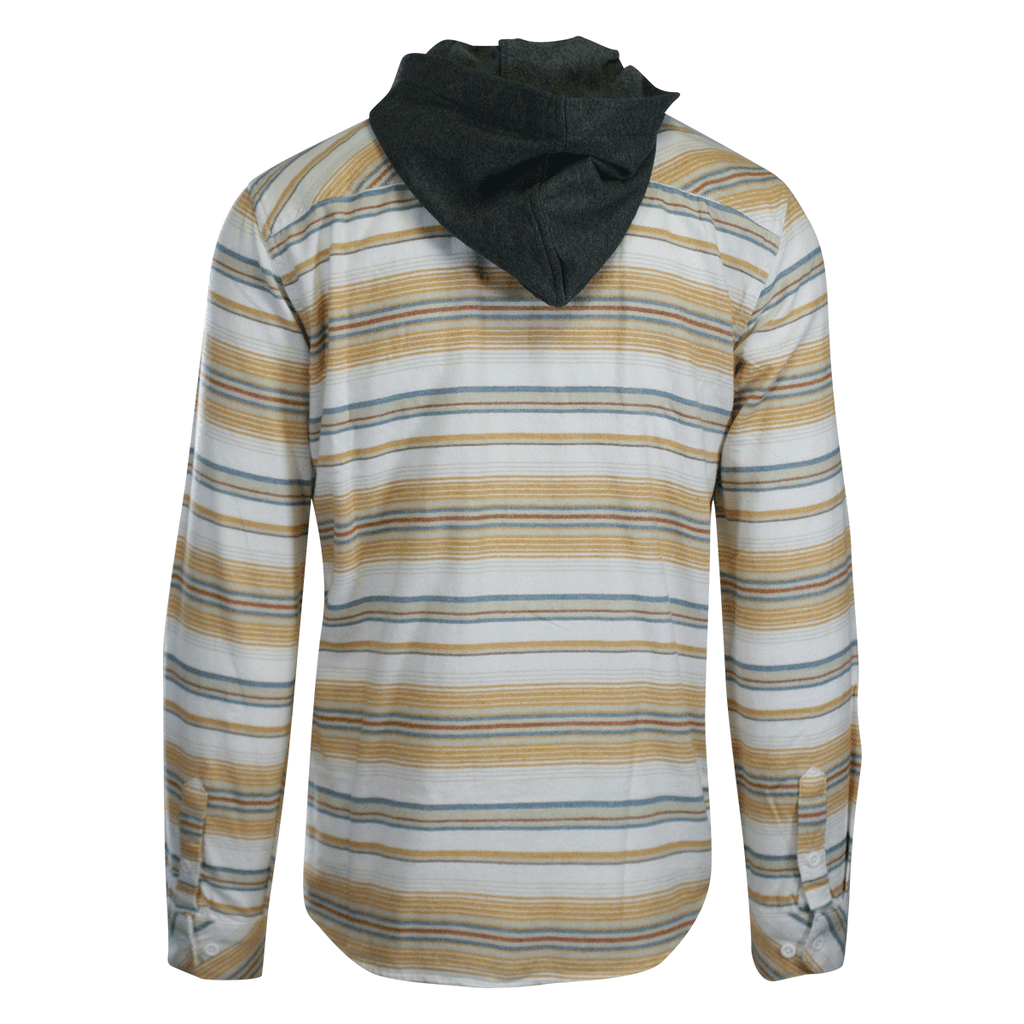O'Neill Men's Cream Flannel Shirt Redmond Hooded Horizontal Striped (S19)