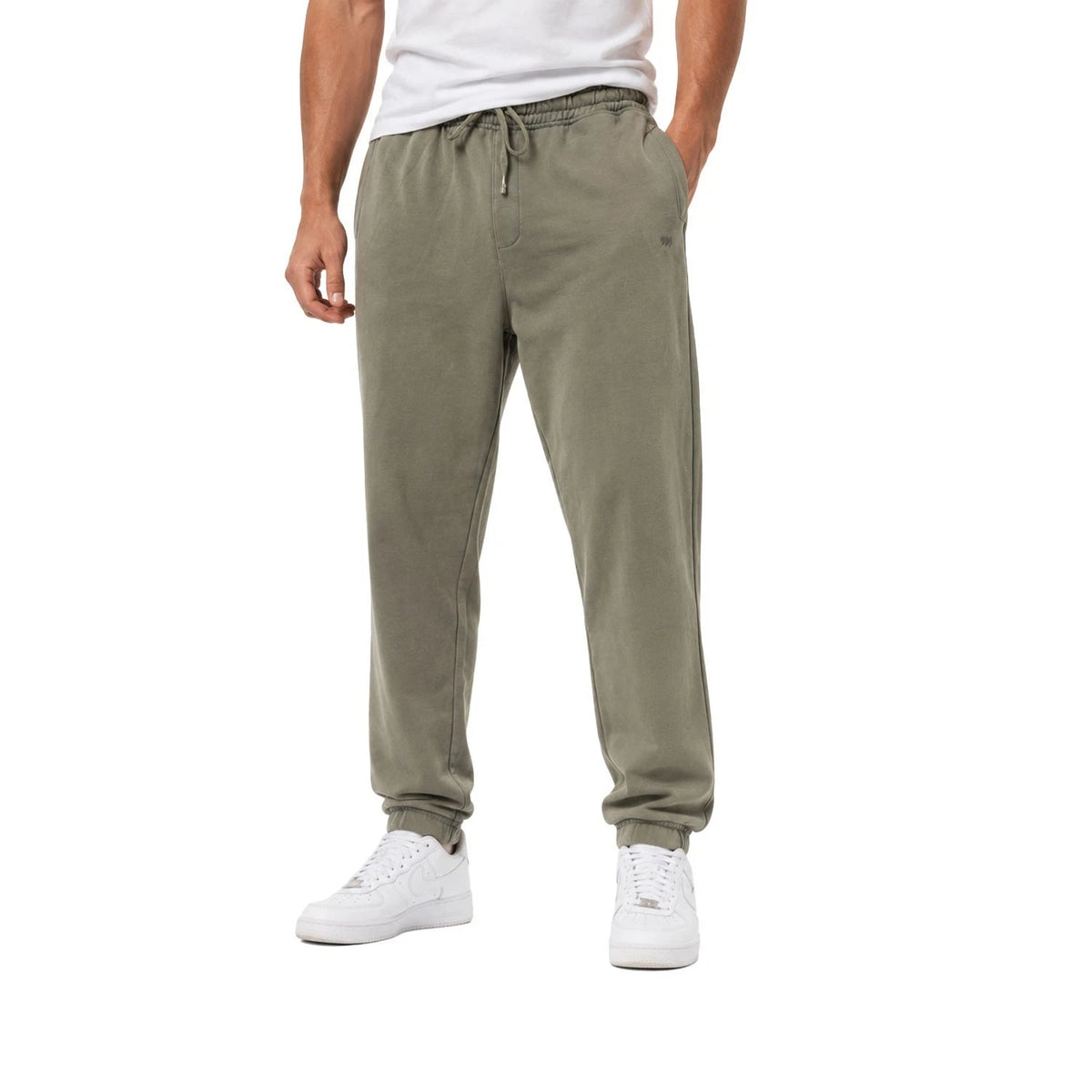 Croy Vines Men's Olive Joggers - Drawstring Elastic Waist Pants - 2 Pack (S01)