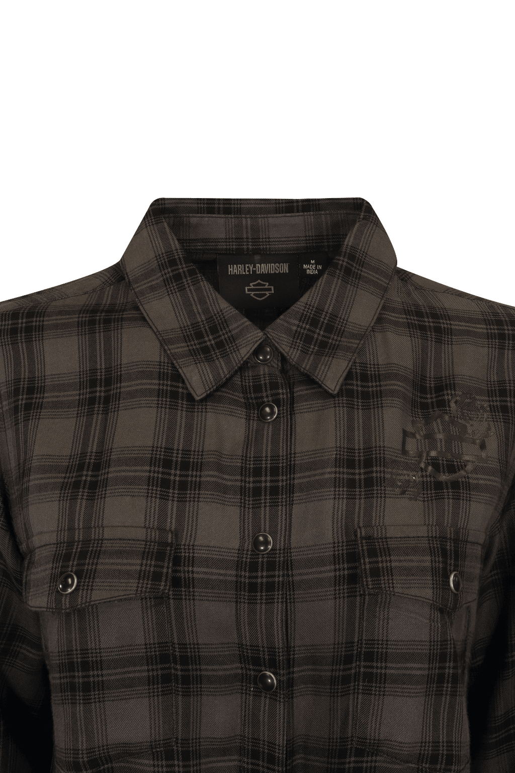 HD Branded Women's Shirt Black Grey Plaid Rose L/S Woven (S18)