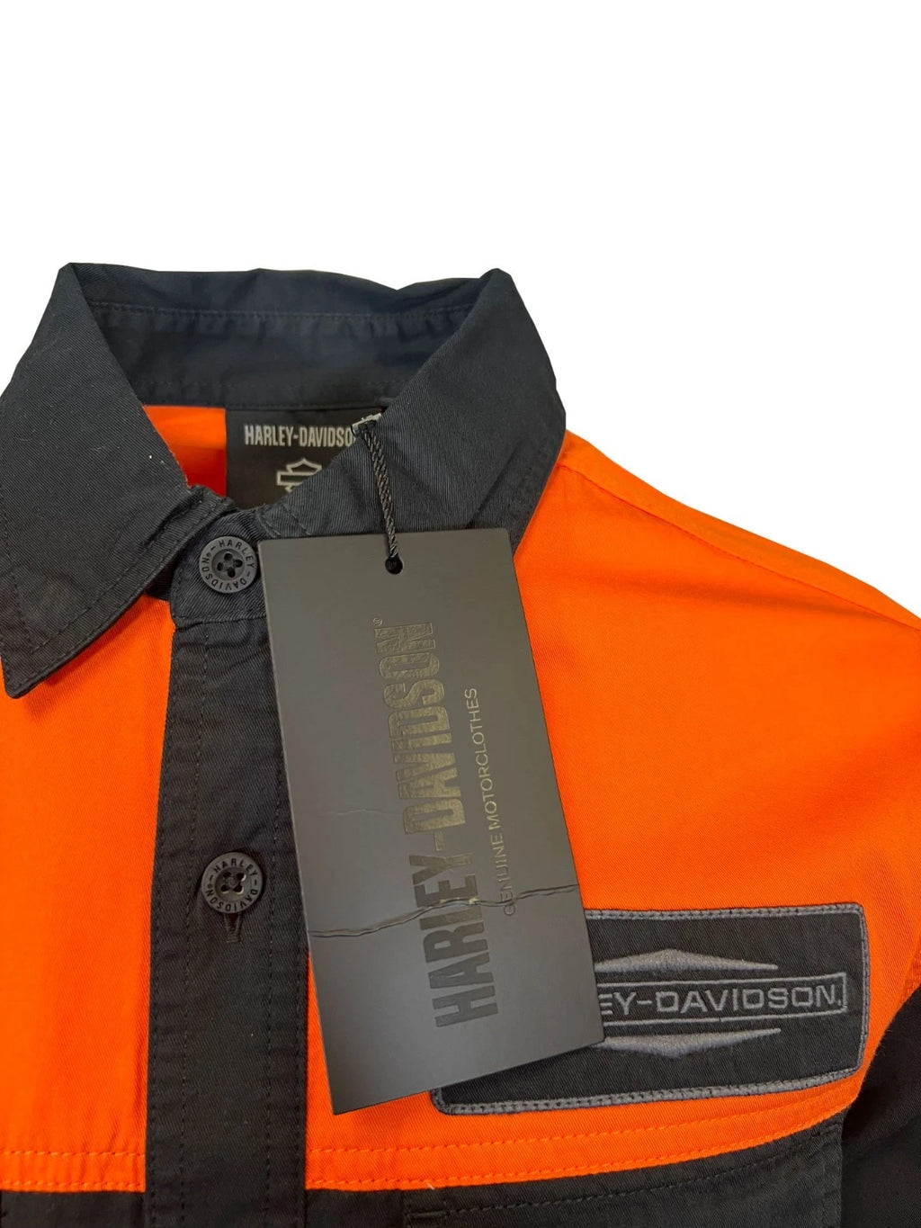 HD Brand Men's Black & Orange Shirt Stacked Bar & Shield L/S (357)