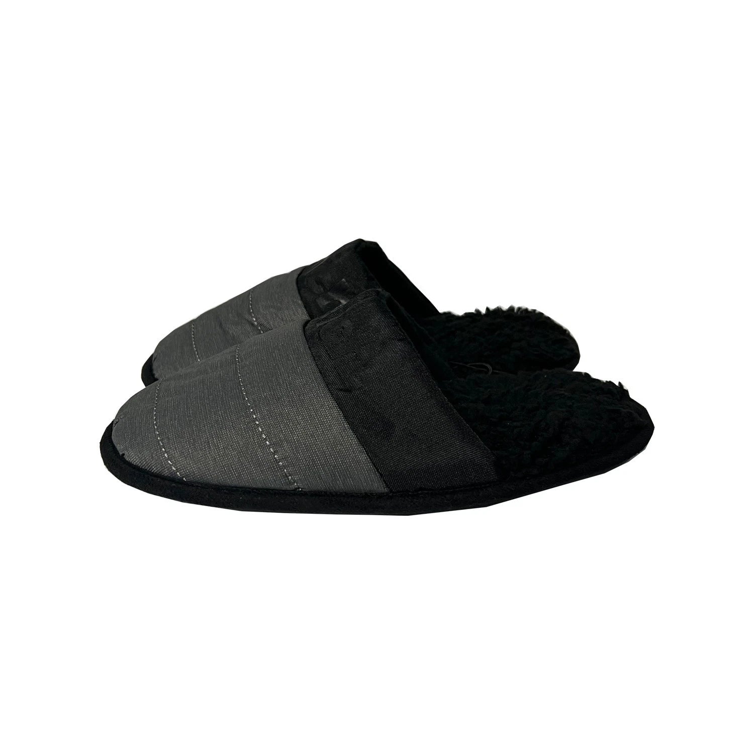 Bench Juniors Kid's Grey Puffer Slippers Sherpa Quilted Slide On FiberFill (S04)