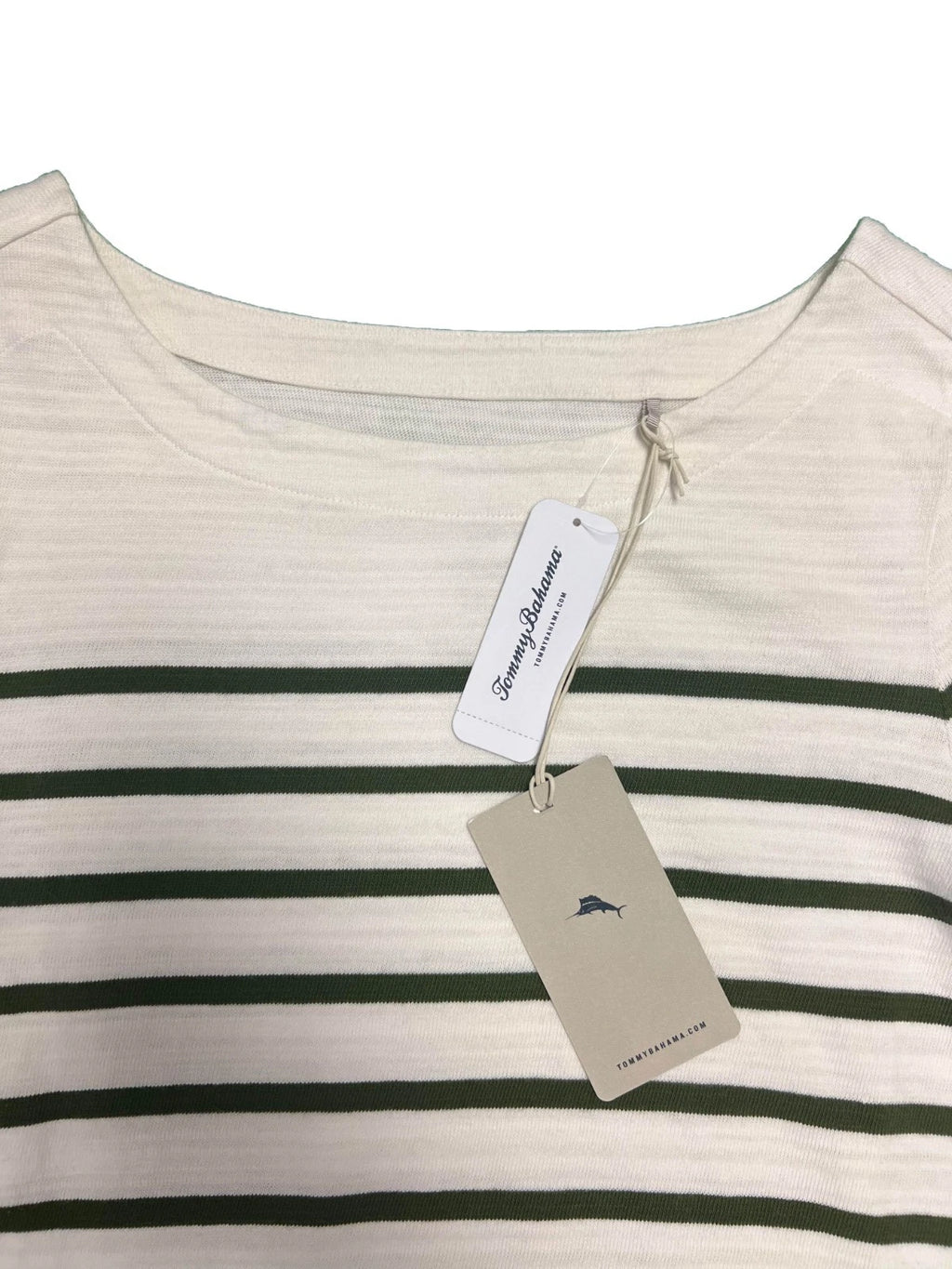 Tommy Bahama Women's White Top Bliss Stripe 3/4-Sleeve Coconut (S11)