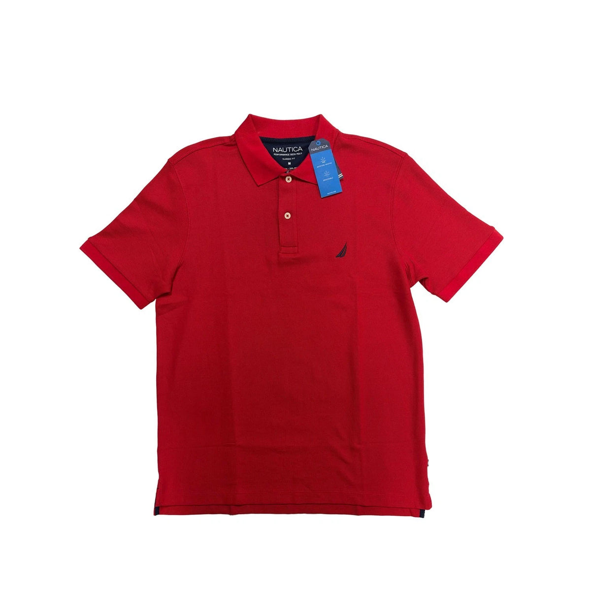 Nautica Men's Red T-Shirt - Solid Deck Polo Tee S/S (S22)