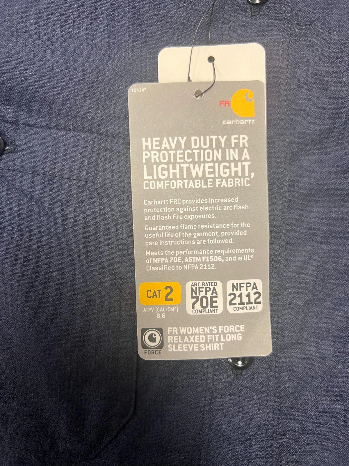 Carhartt FR Women's Navy Shirt Flame Resistant Long Sleeve Lightweight (S03)