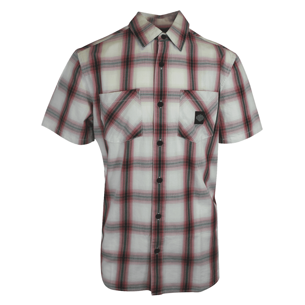 HD Branded Men's Shirt Red Plaid Forever S/S Woven (S54)