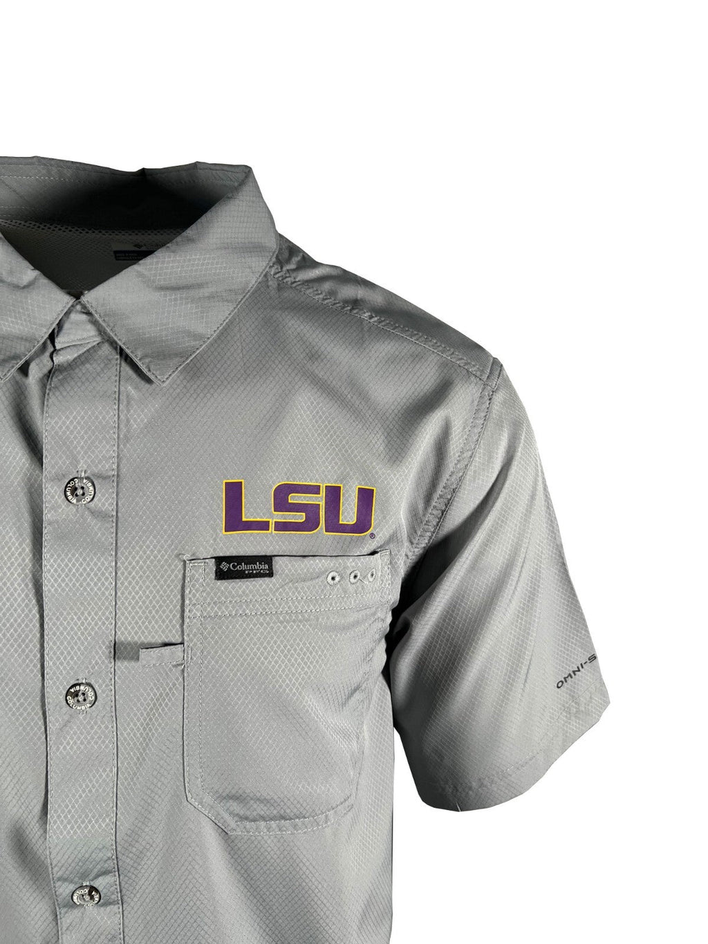 Columbia Men's Gray Shirt LSU Tigers PFG Slack Tide Omni-Shade Camp (334)
