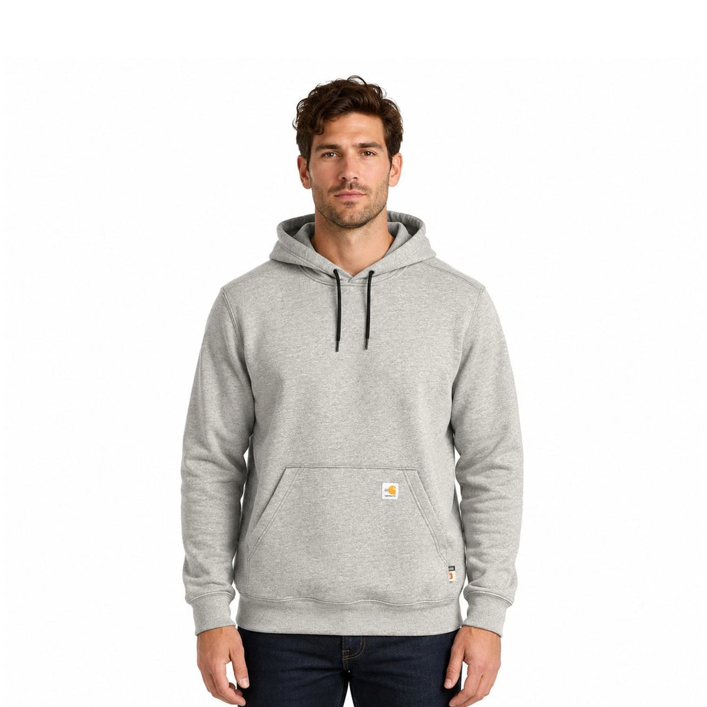 Carhartt FR Men's Heather Gray Sweatshirt Force Midweight Hooded Pullover (S42)