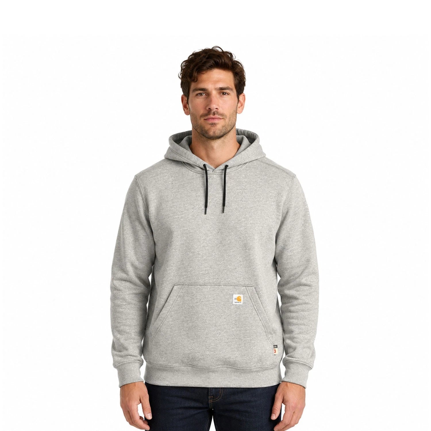 Carhartt FR Men's Heather Gray Sweatshirt Force Midweight Hooded Pullover (S42)