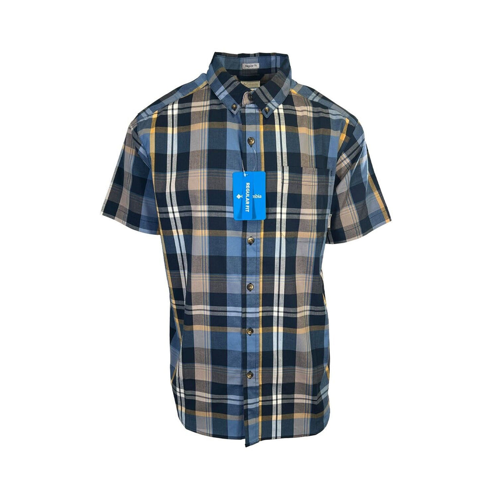 Columbia Men's Collegiate Navy Multi Plaid Rapid Rivers II S/S Shirt (462)